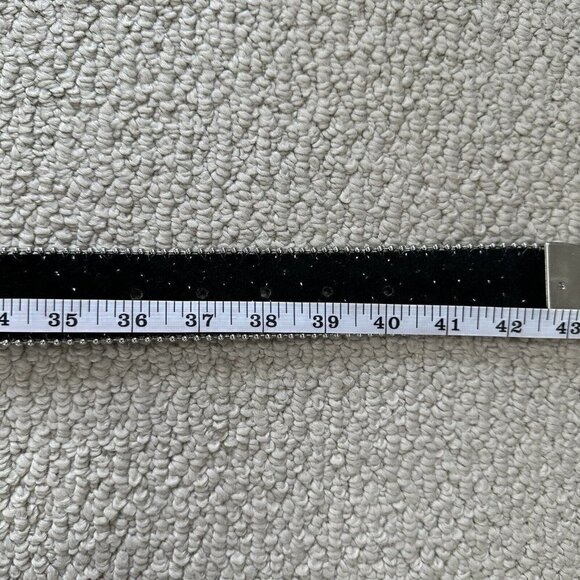 Nocona Black Leather Belt Crystal Rhinestone Aurora Borealis M/L - Picture 15 of 15